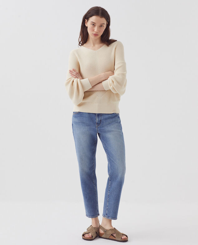 V-neck cotton jumper H304 albore