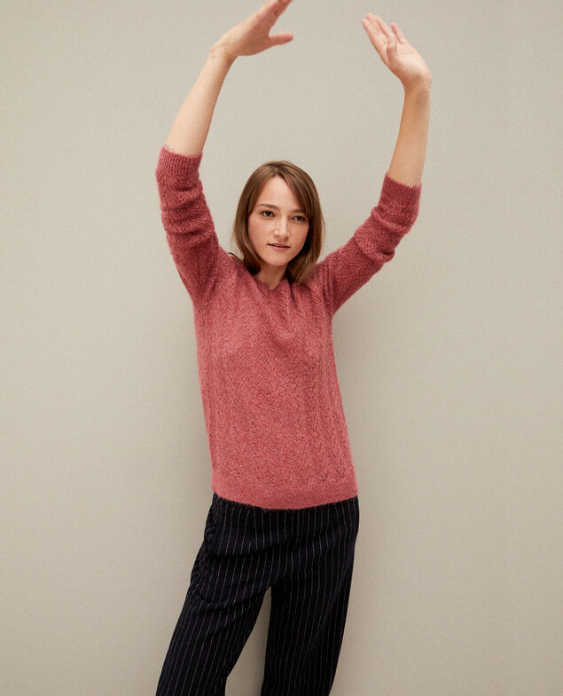 Jumper with mohair and lurex Earth red