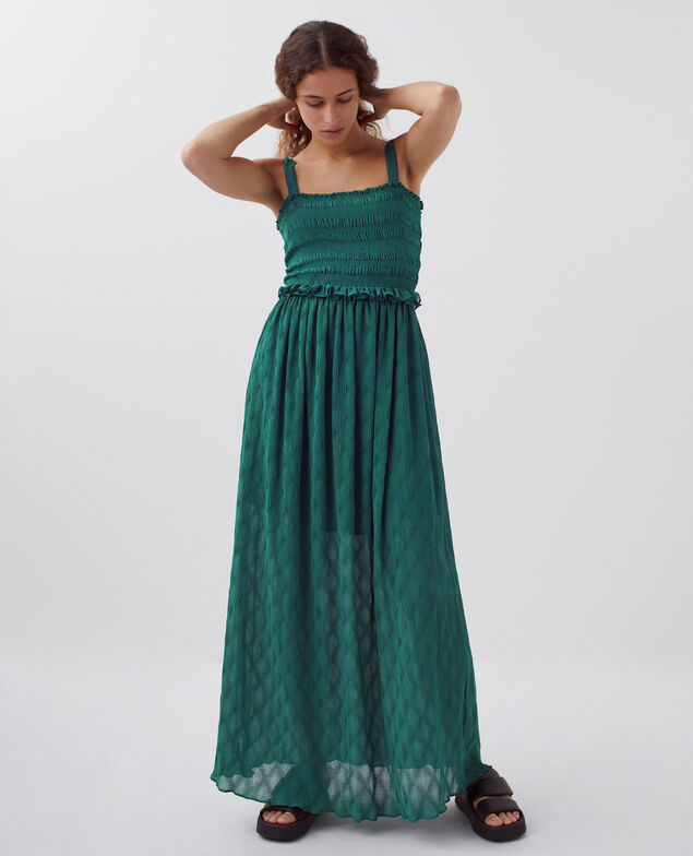 Silky smock maxi dress H644 spruced-up blue