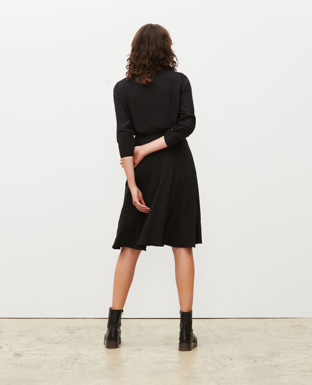 Flared silk bias-cut skirt Black beauty