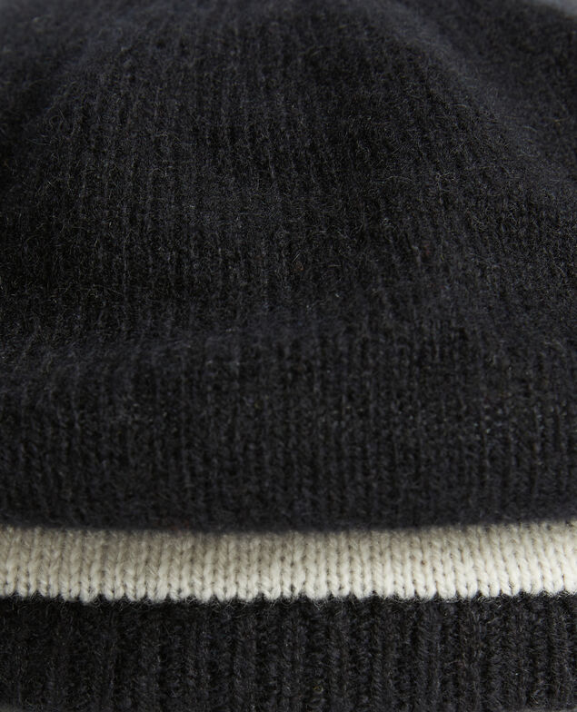 Cashmere beret Stripe black jetstream