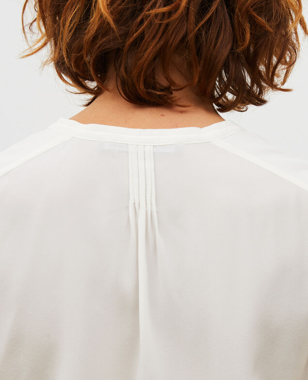 Loose long-sleeve silk shirt Jet stream
