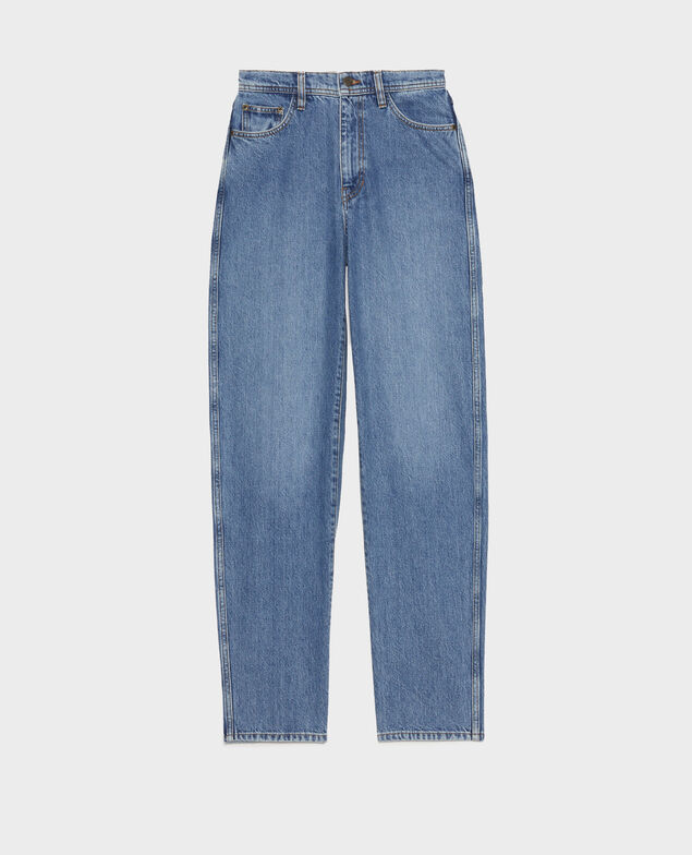 REGULAR - High-waisted 5 pocket bleached jeans Light denim
