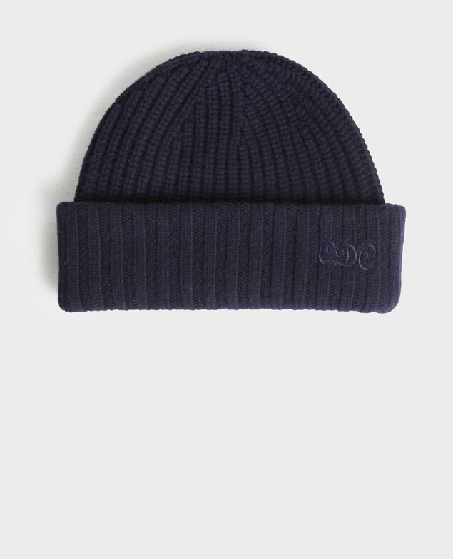Embroidered "CDC" wool beanie Night sky