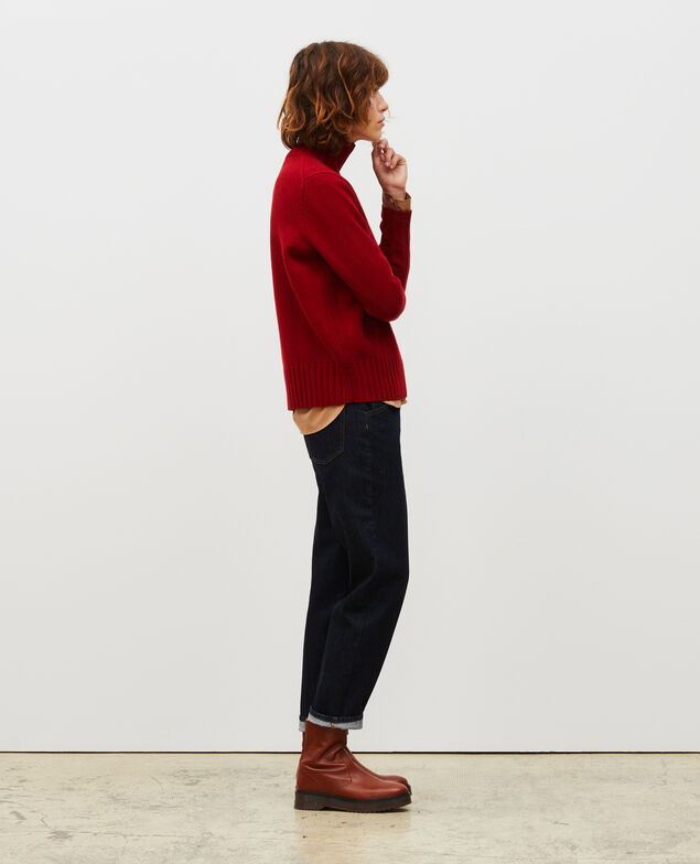Chunky ribbed turtleneck jumper Royale red