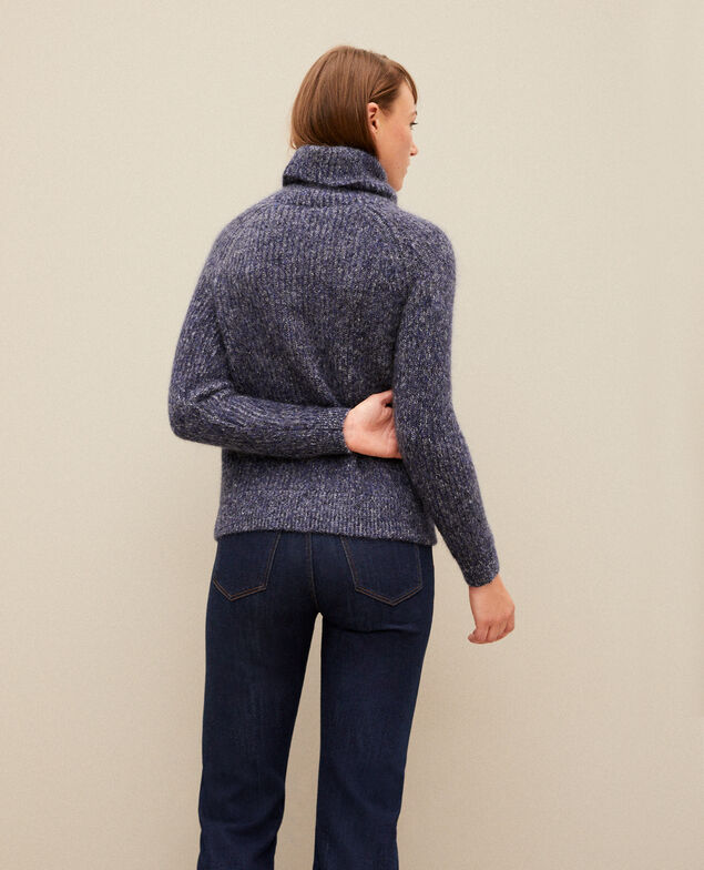 Mohair blend roll neck jumper Medieval blue/noir/off white