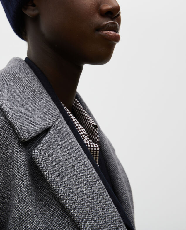 Oversize double-breasted wool overcoat Medium grey melange