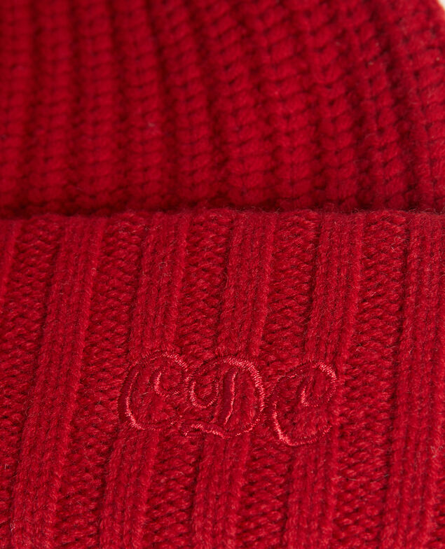 Embroidered "CDC" wool beanie Royale red