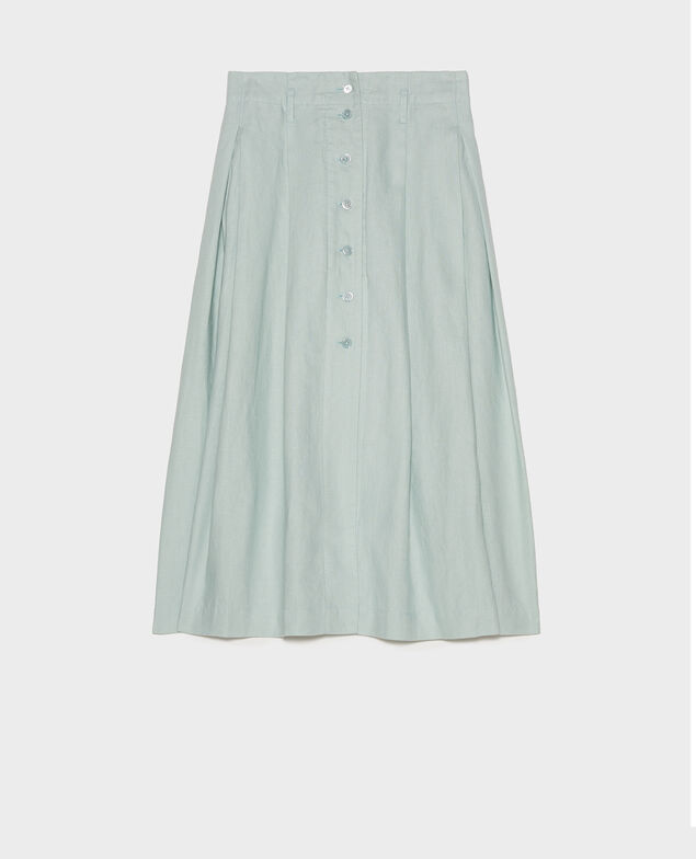 Mid-length linen skirt Blue haze