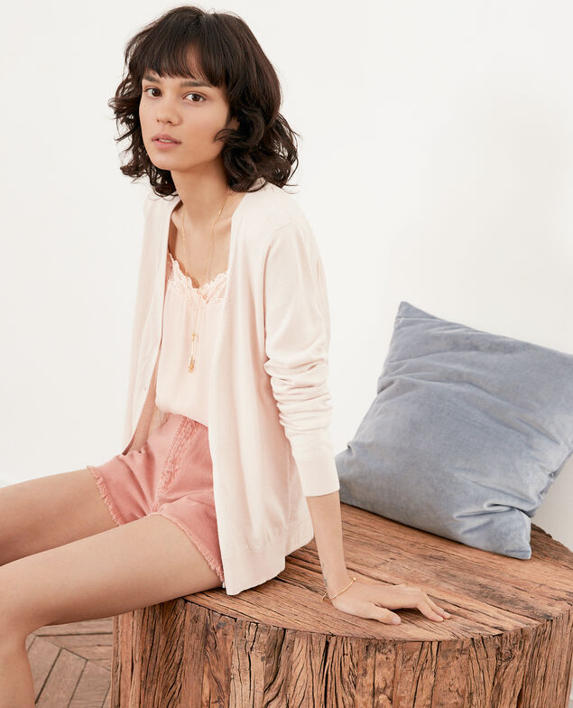 Bimaterial cardigan Biscuit