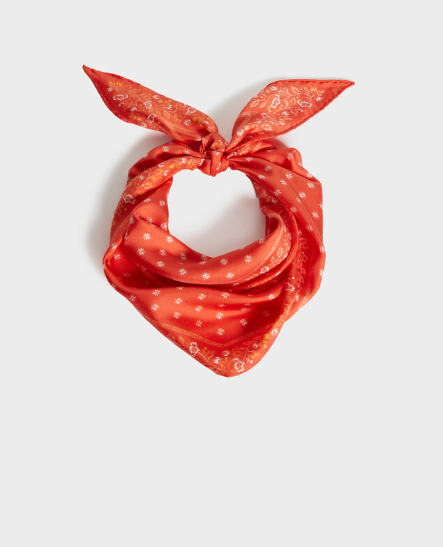 Diamond-shape silk foulard Spicy orange