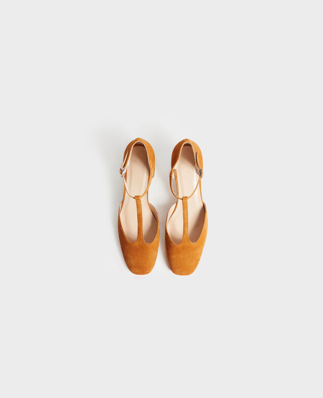 Suede T-bar heels Pumpkin spice