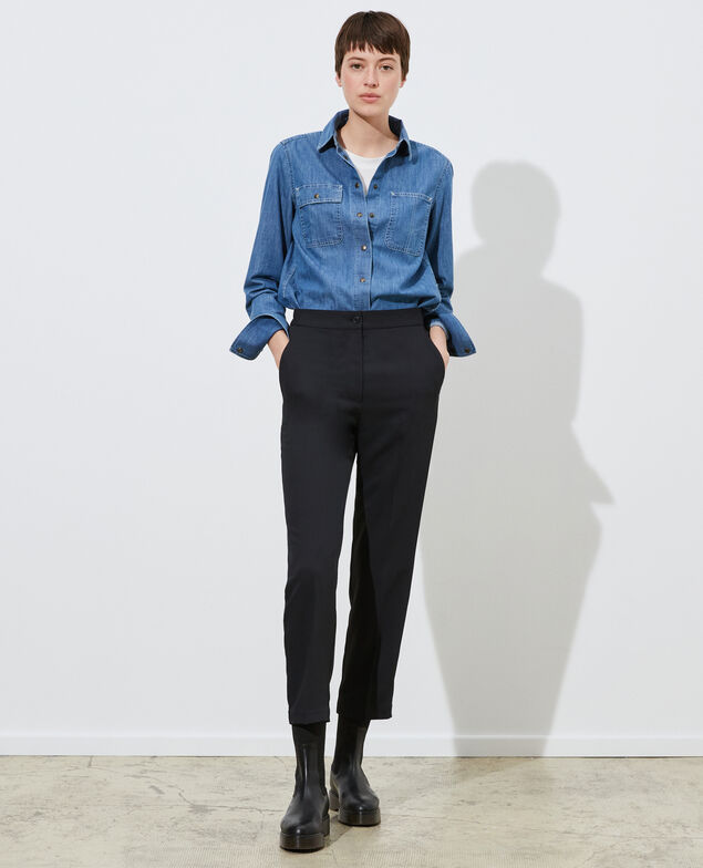 MARGUERITE - Cigarette trousers Black beauty