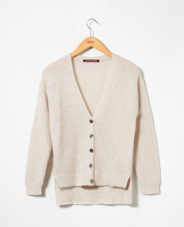 Mohair blend cardigan Silver gray/off white/lurex