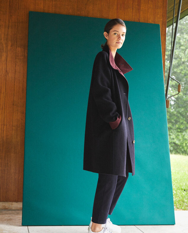 Coat with stand-up collar Blue