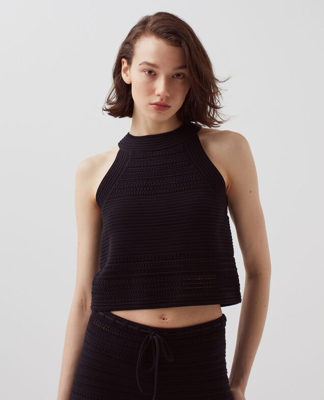 Cotton crochet tank top H091 black beauty
