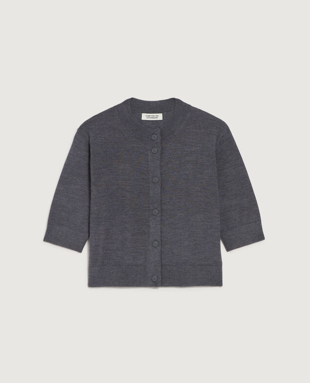 Merino wool and silk cardigan K071 rabbit gray