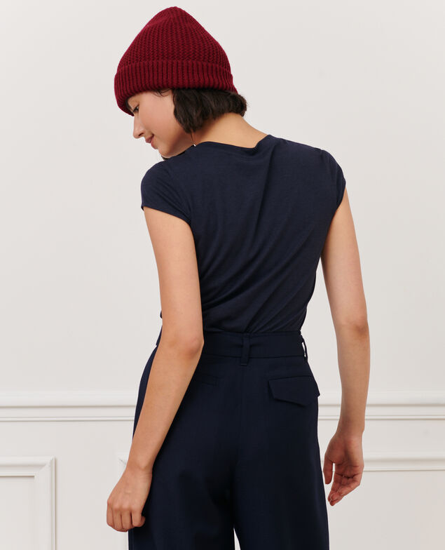 MANON - Round neck cotton blend t-shirt 7012c 69 navy