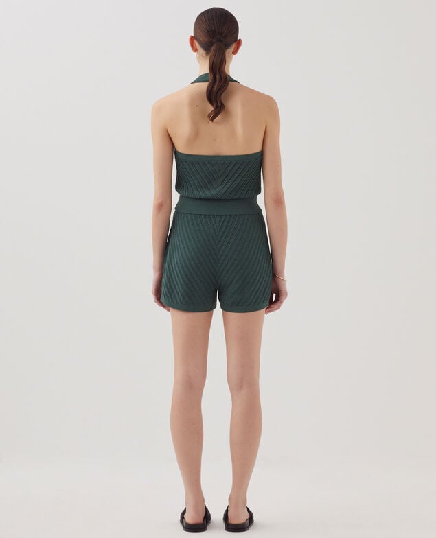 Textured knit shorts J590 spruce green