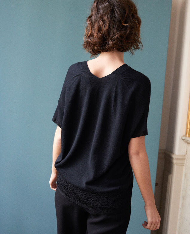Zero-stitching short-sleeved knit Noir