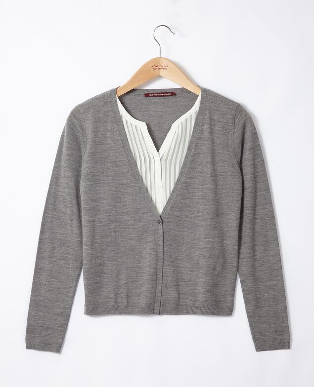 Trompe-l'œil cardigan-blouse Grey