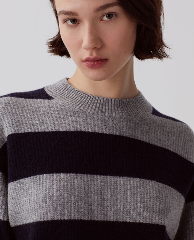 Wool jumper I023 st navy/grey