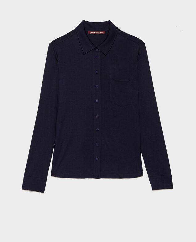 Silk jersey shirt Maritime blue