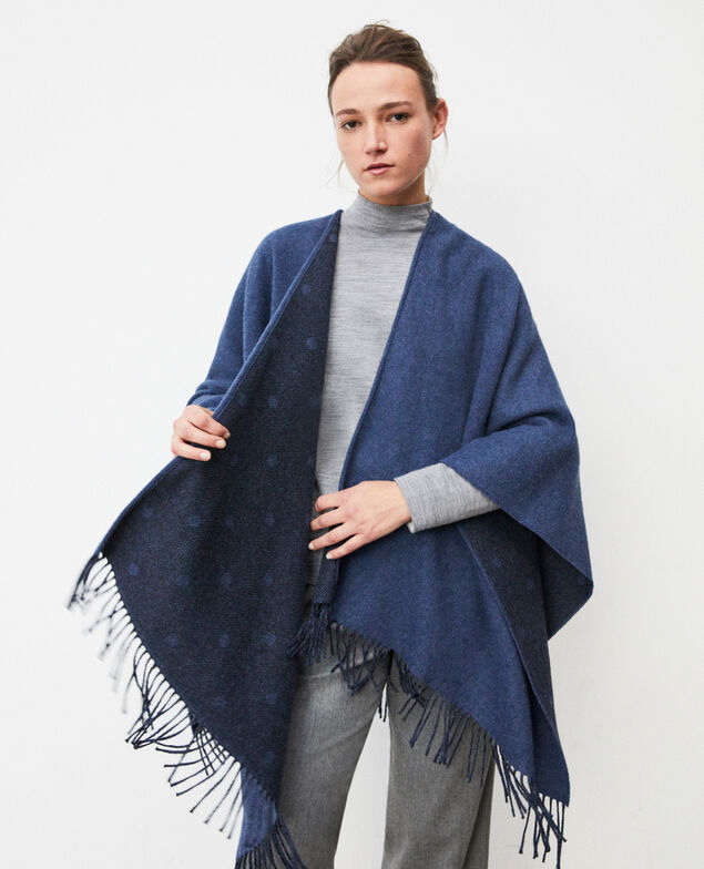  Wool blend cape Blue