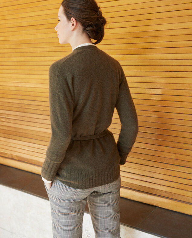 Wrapover cashmere cardigan Olive night