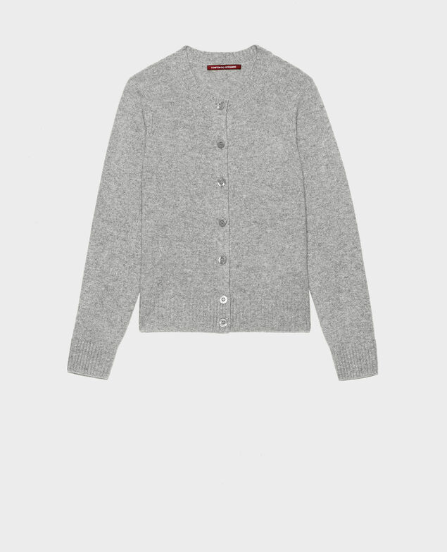  Round neck cashmere cardigan Light grey melange