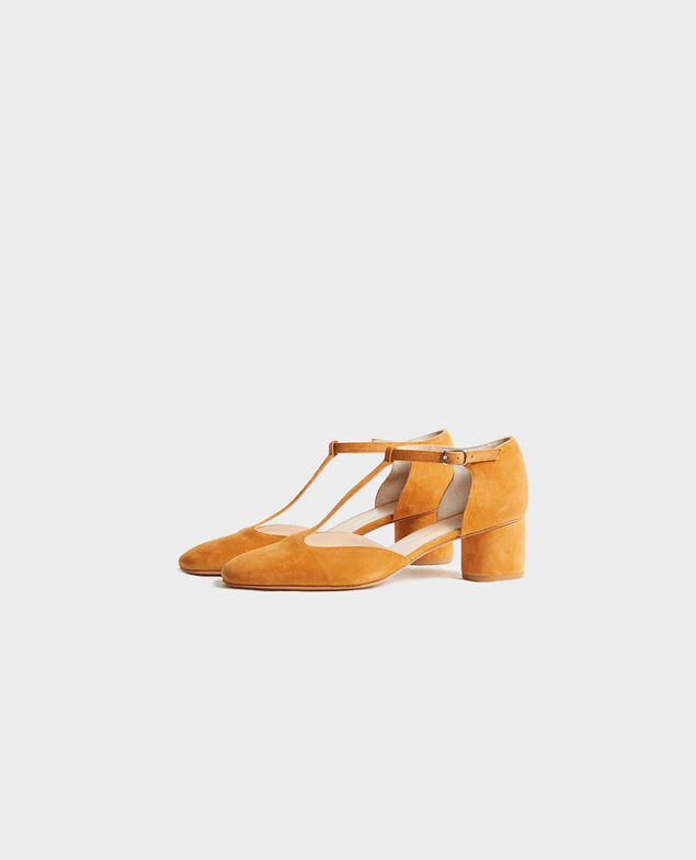 Suede T-bar heels Pumpkin spice