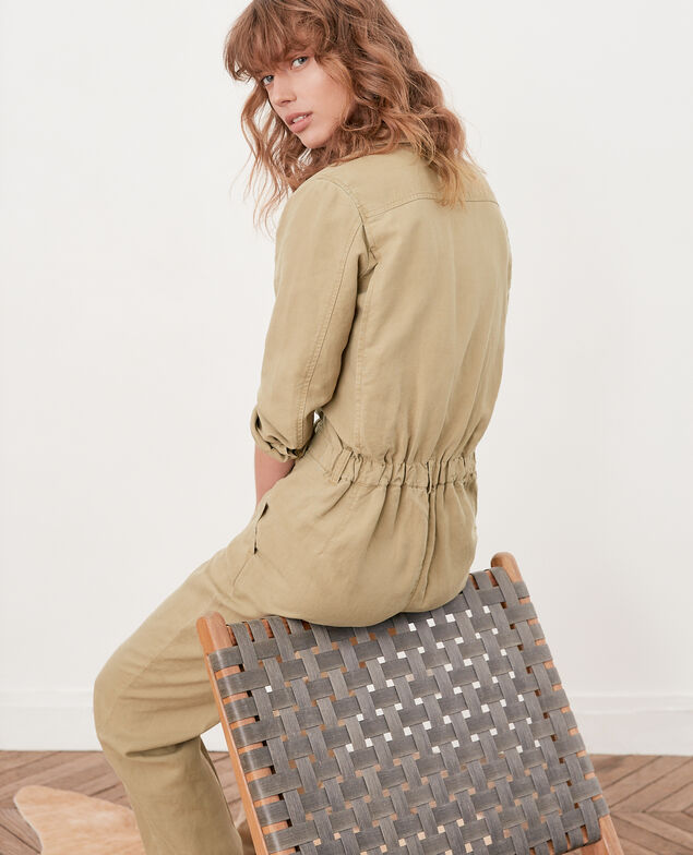 Safari-style jumpsuit with linen Mastic