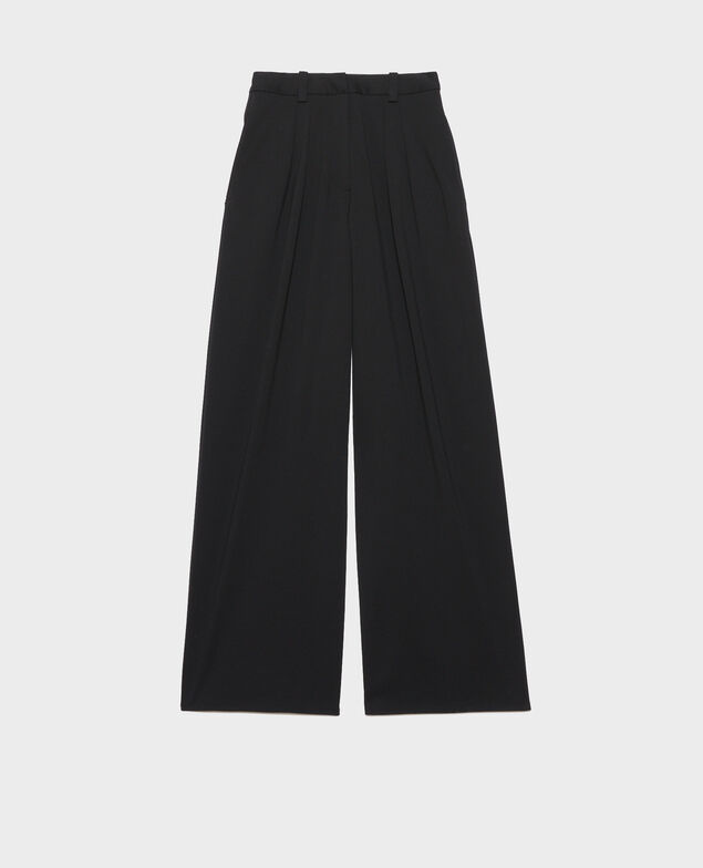 YVONNE - Wide pleated trousers. Black beauty