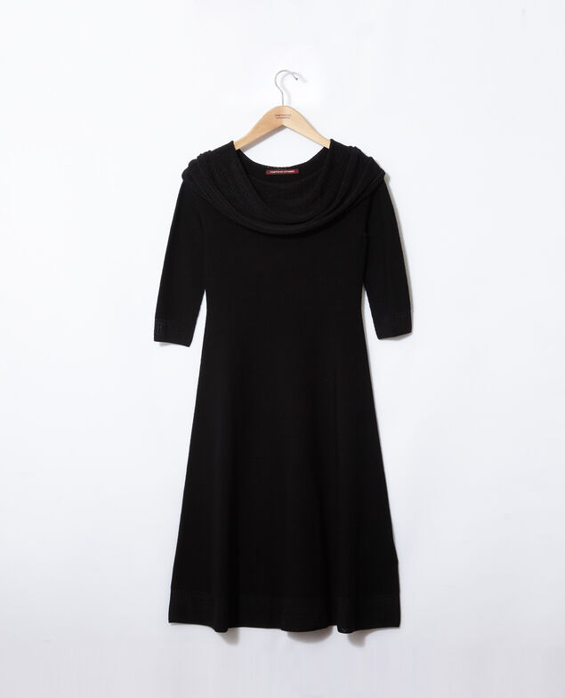 Wholegarment dress with adjustable collar Black
