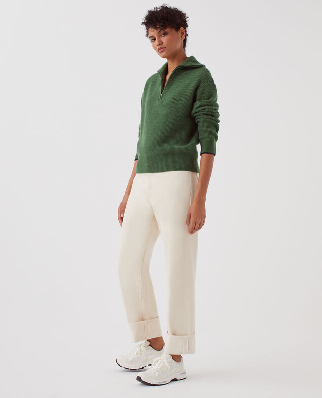 Half-zip wool jumper U550 green