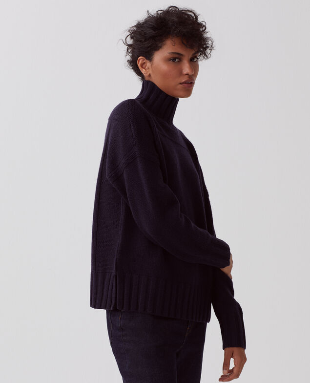 Wool polo neck jumper H695 night sky