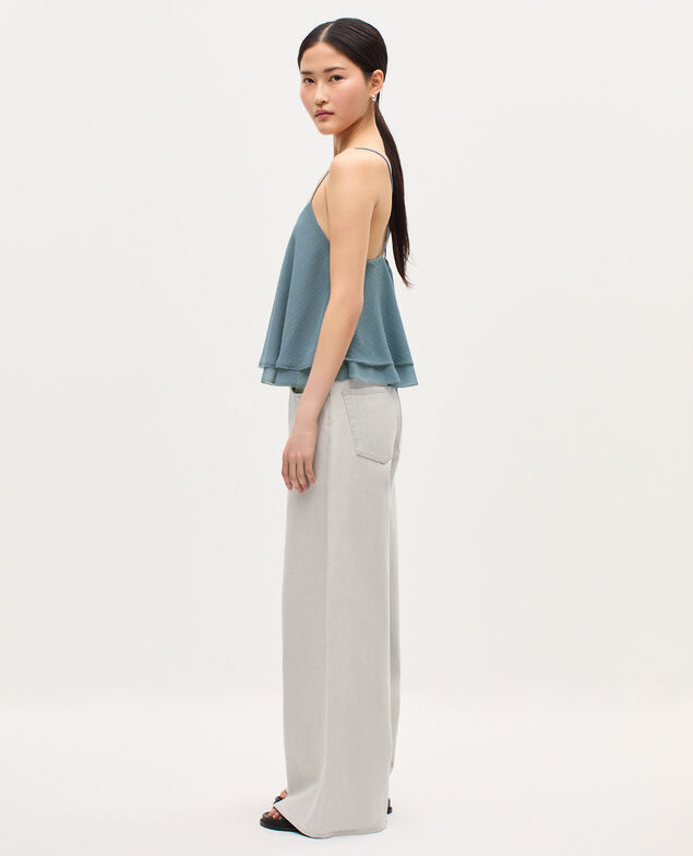 Muslin cross-back top K631 blue lake