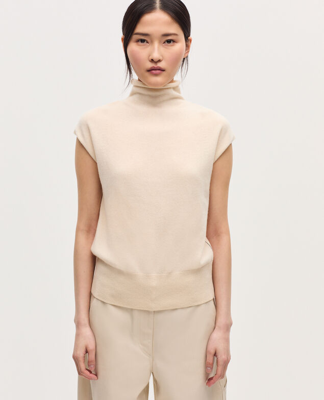 Sleeveless cashmere jumper  K011 ecru st gray