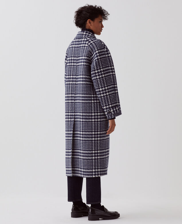 Long coat I681 houndstooth ble
