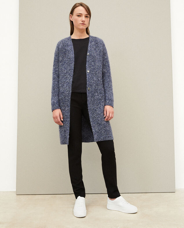 Mohair blend long cardigan Blue
