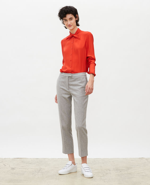  Long-sleeve tie neck silk blouse Valiant poppy