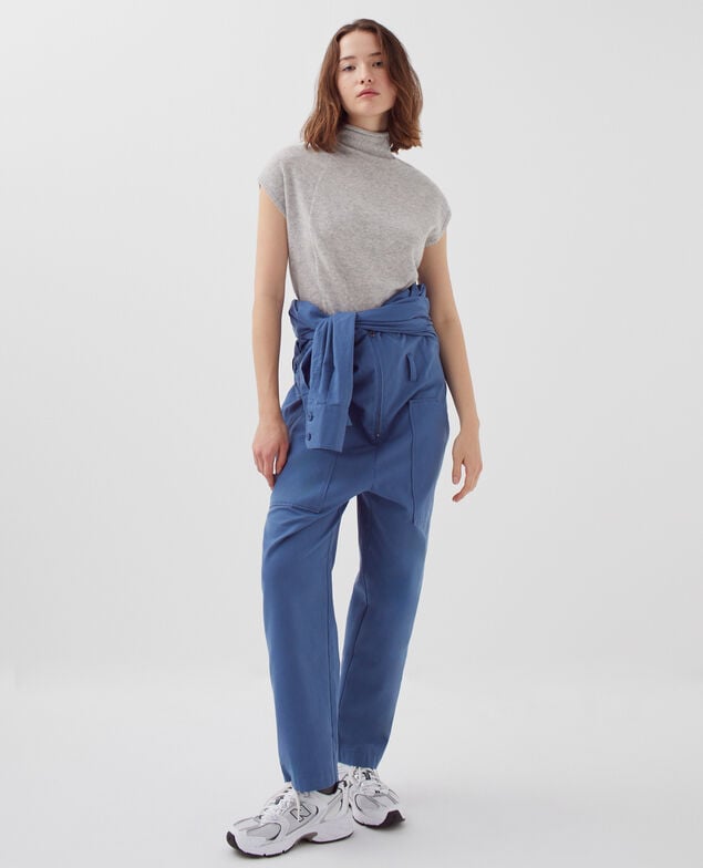 Zip-up cargo jumpsuit I640 gray blue