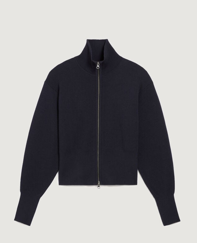 Zip-up merino wool cardigan H695 night sky
