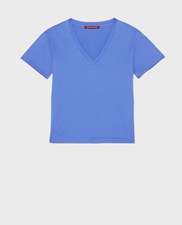 V-neck cotton t-shirt Amparo blue