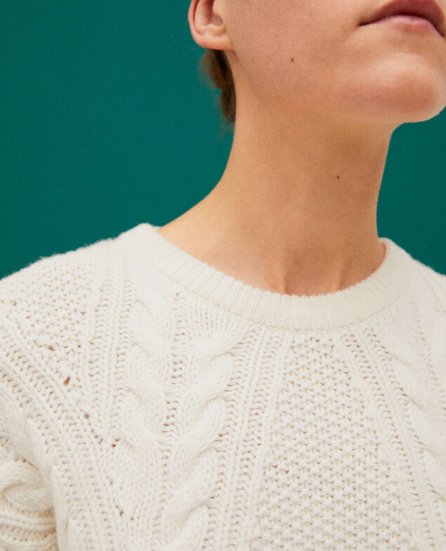 Jumper with cable stitch details White