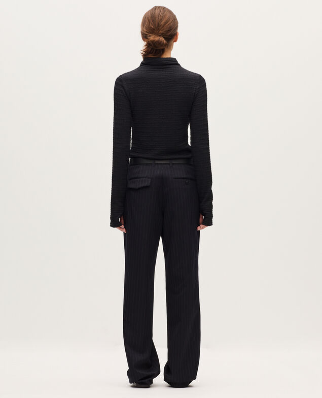 Textured high neck top H091 black beauty
