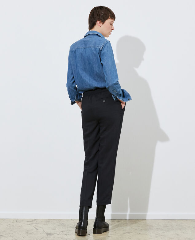 MARGUERITE - Cigarette trousers Black beauty