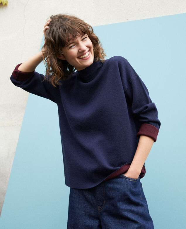 Double-sided merino wool jumper Blue