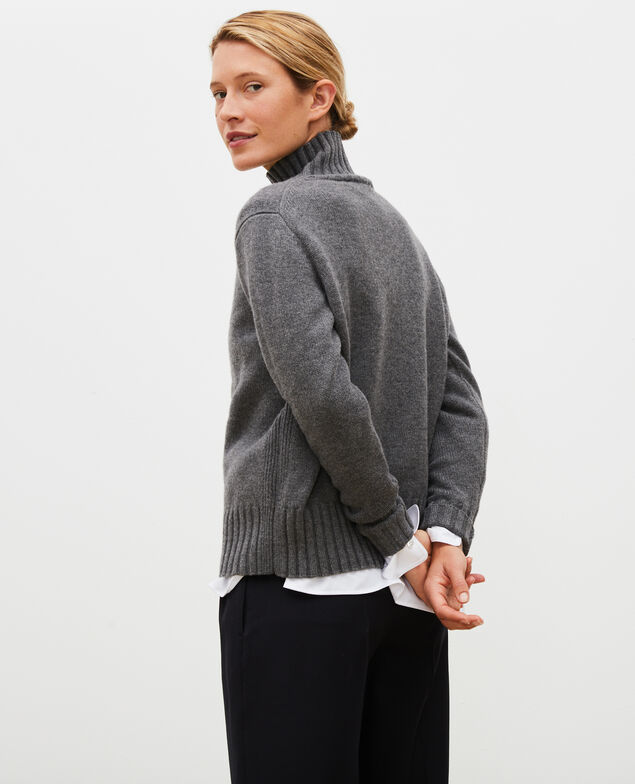 Chunky ribbed turtleneck jumper Medium grey melange