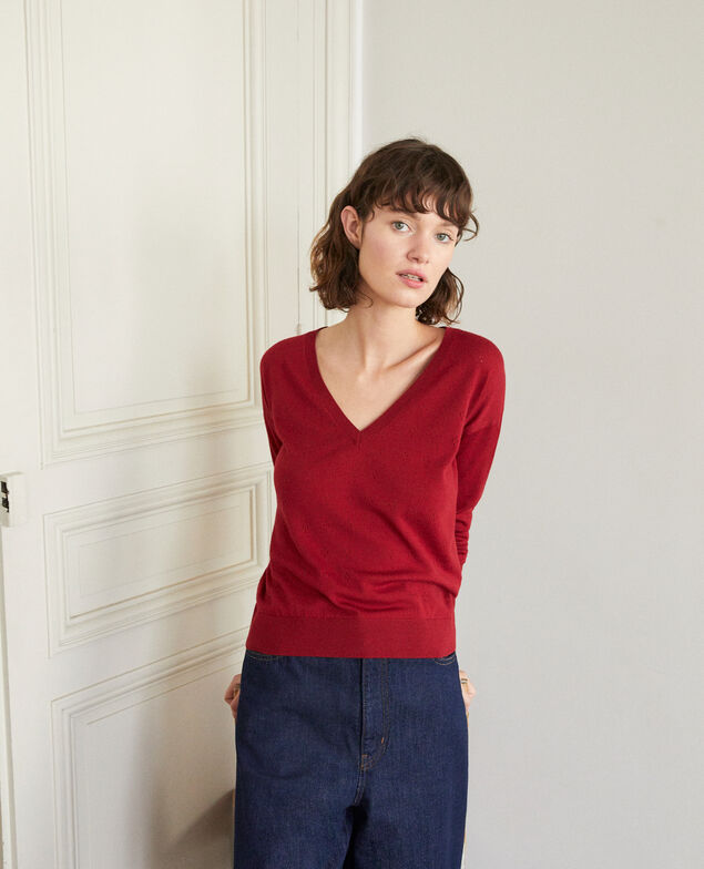 Merino wool jumper Rio red